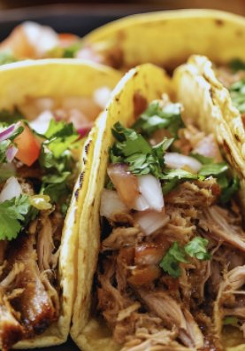 Pork tacos with cilantro and onion at Camino Real